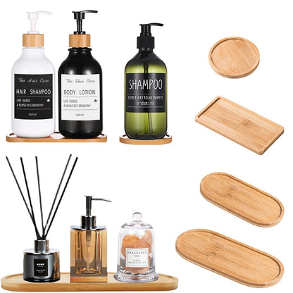 Bamboo Storage Tray – Wooden Bathroom Organizer for Shampoo, Body Wash & Toiletries, Multi-Function Countertop Accessory