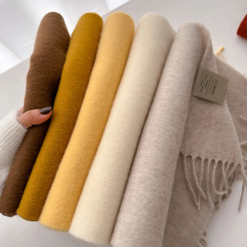 Winter Narrow Wool Scarf – 28 Colors, 100% Wool Solid Color Unisex Scarf for Men & Women, Warm and Cold-Proof