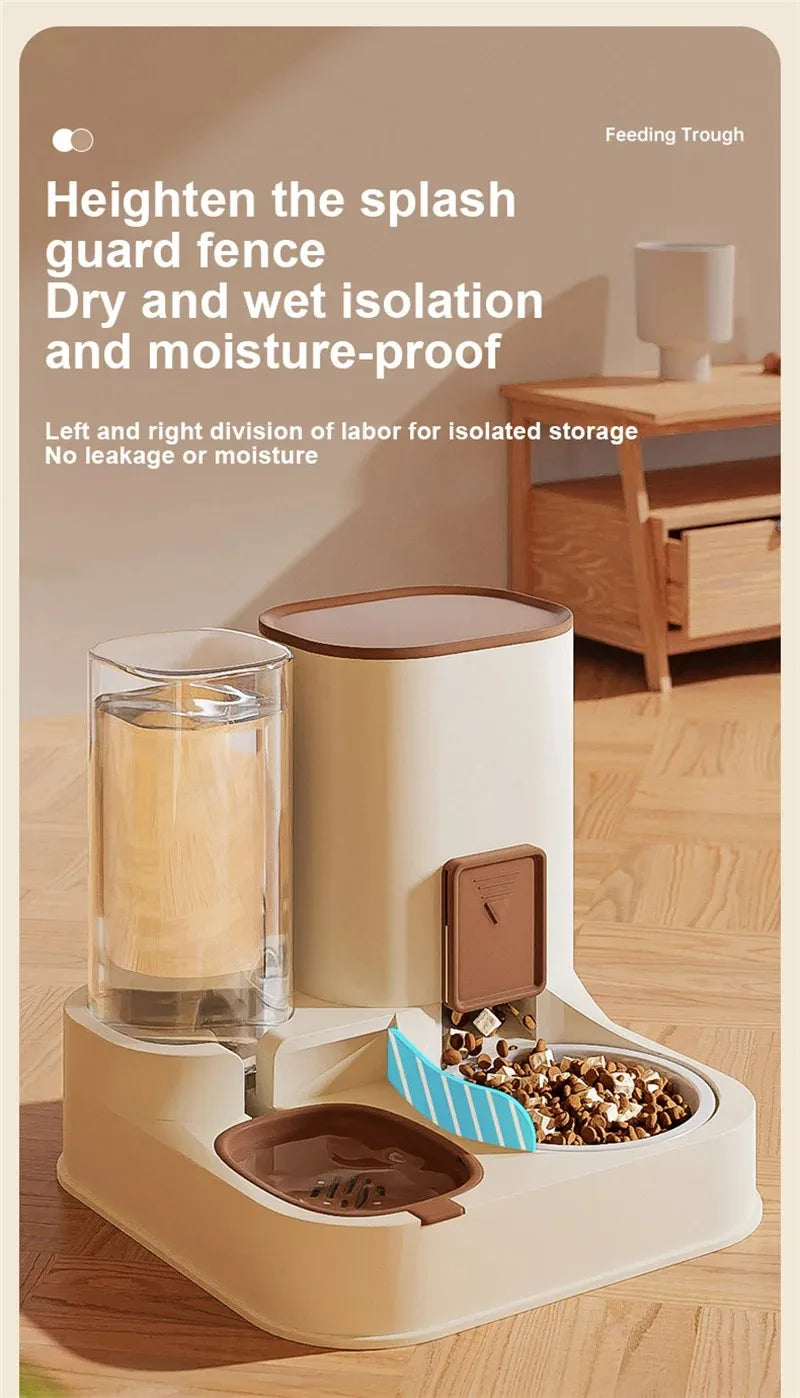 Automatic Cat Feeder & Water Dispenser – Large Capacity Dry & Wet Food Container