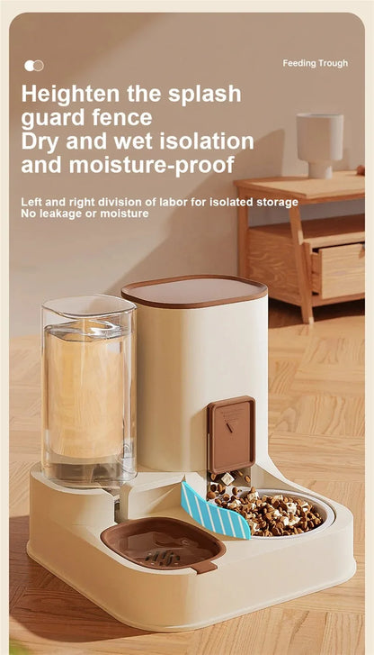 Automatic Cat Feeder & Water Dispenser – Large Capacity Dry & Wet Food Container