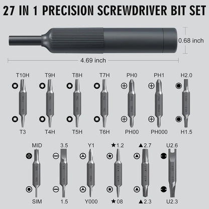 27-in-1 Precision Screwdriver Set — Magnetic Bits Pen for Eyeglass, Watch, PC, Laptop & iPhone Repairs
