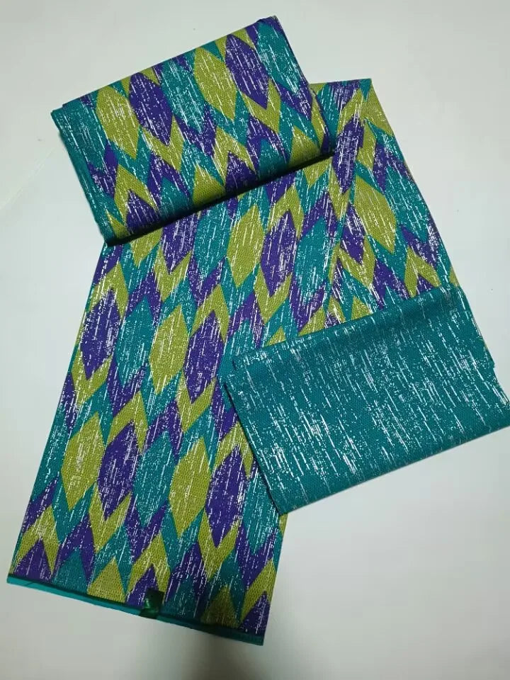 Real Ankara Wax Lace Fabric - 100% Cotton Nigerian Gold Print, 6 Yards Ghana Style Party Dress Material