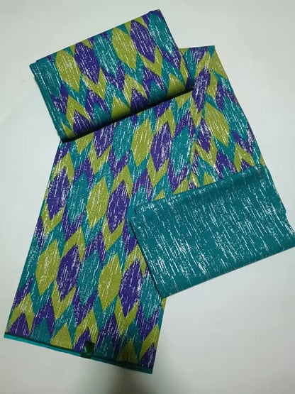 Real Ankara Wax Lace Fabric - 100% Cotton Nigerian Gold Print, 6 Yards Ghana Style Party Dress Material