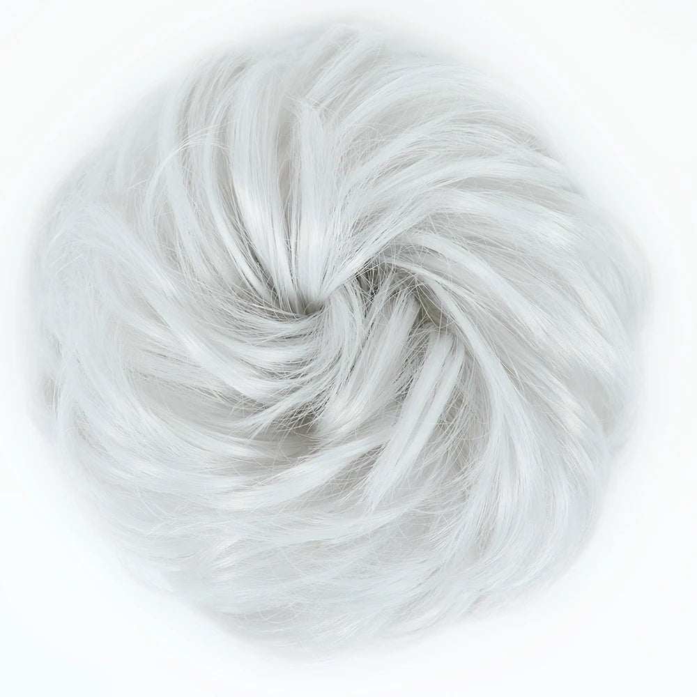 Azqueen Synthetic Messy Bun Chignon – Gray Brown Hair Bun Pad with Elastic Rope & Rubber Band Hair Extensions