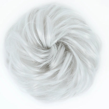 Azqueen Synthetic Messy Bun Chignon – Gray Brown Hair Bun Pad with Elastic Rope & Rubber Band Hair Extensions