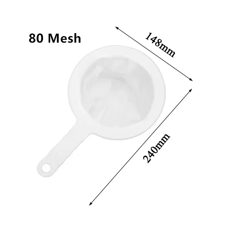 Fine Mesh Strainer Spoon – Nylon Coffee, Milk, Soy & Yogurt Filter, 100–400 Mesh Kitchen Sieve & Dining Gadget Tool