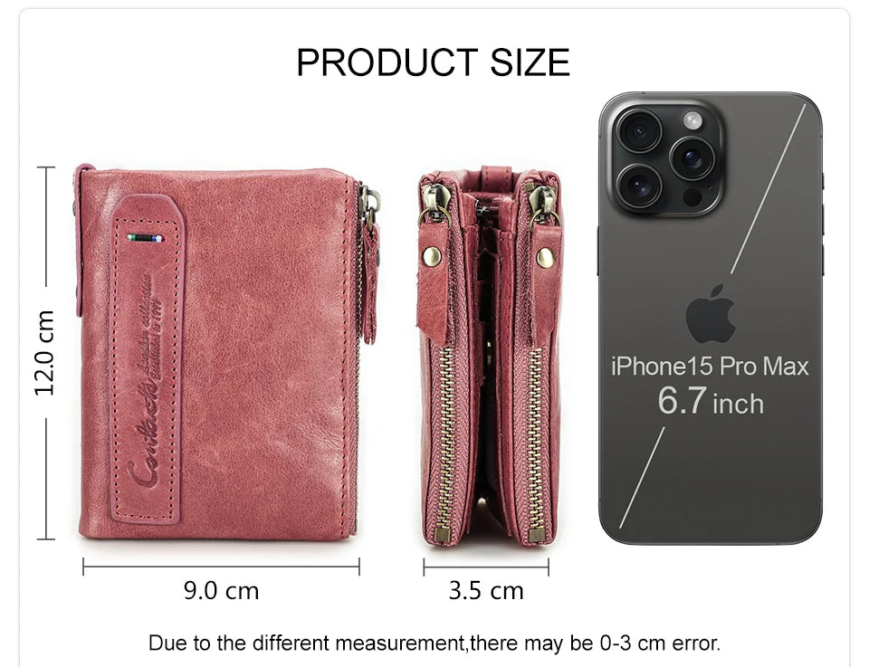 CONTACT'S Genuine Leather Short Wallet for Women — Luxury Designer Card & Coin Holder, Mini Money Clip Wallet with Free Shipping