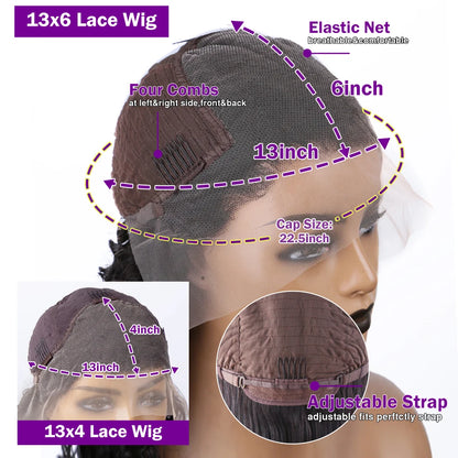 250% High Density Body Wave Lace Frontal Wig – 13x6 HD Transparent Human Hair, 30-40 Inch, Pre-Plucked for Women