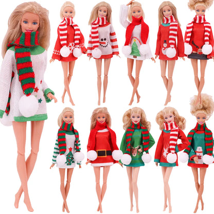 Doll Christmas Sweater & Scarf – 11.8 Inch 1/6 BJD Doll Clothes Accessories for Girls