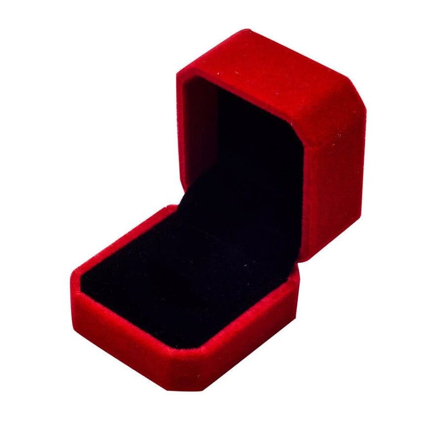 6PCS Red Velvet Heart Ring Boxes – Romantic Jewelry Display & Gift Case for Engagement, Wedding & Wholesale