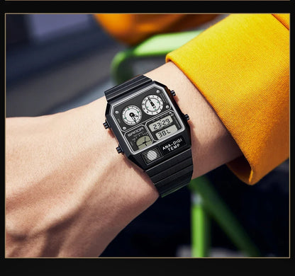 SANDA 3192 Men's LED Square Watch with Thermometer, Stopwatch & Chronograph – Multi-function Casual Timepiece for Youth   2/2