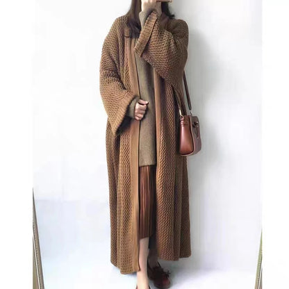 Autumn Winter Women’s Long Knitted Cardigan Sweater – Casual Loose Warm Long Sleeve Coat