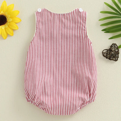 Infant Striped Sleeveless Romper - Baby Snap Closure Summer Jumpsuit