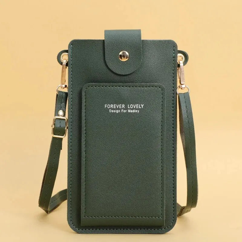 Women's Soft Leather Wallet Crossbody Bag – Touch Screen Phone Purse with Shoulder Strap