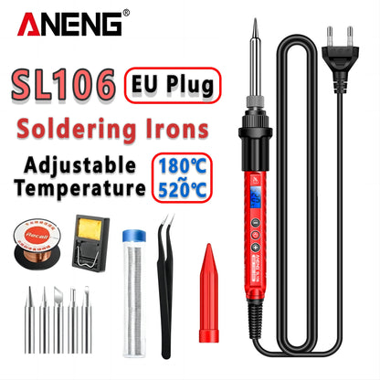 ANENG SL106 Electric Soldering Iron – Adjustable Temperature Welding & Rework Station with Heat Pencil Tip, 110V/220V