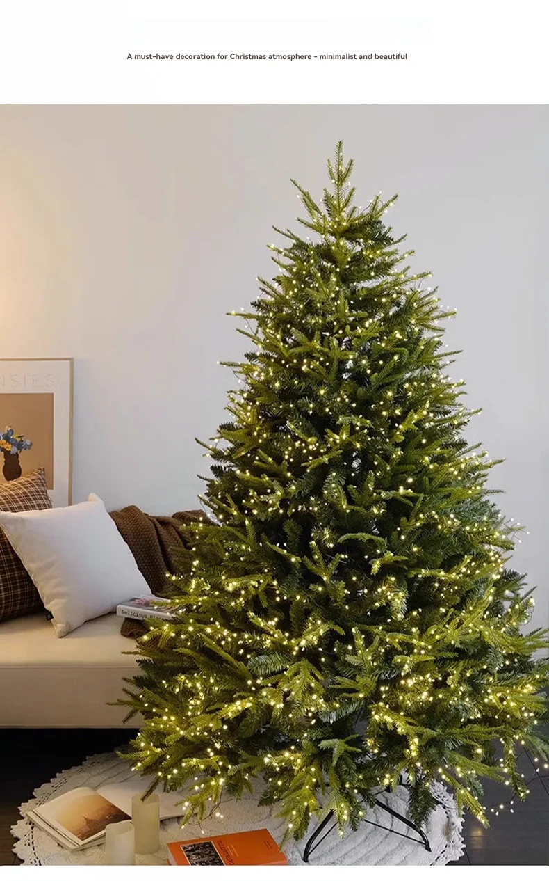 PE & PVC Mixed Christmas Tree with Lights — Large Decorative Holiday Tree for New Christmas Decor