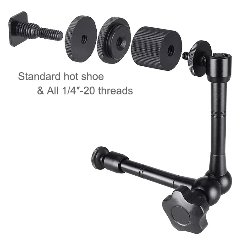 Super Clamp with 7"/11" Adjustable Magic Arm | Articulating Mount for Monitor, LED Light, DSLR Camera, Flash & LCD Video Gear
