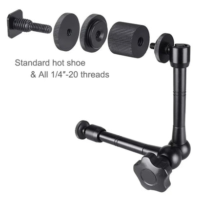 Super Clamp with 7"/11" Adjustable Magic Arm | Articulating Mount for Monitor, LED Light, DSLR Camera, Flash & LCD Video Gear