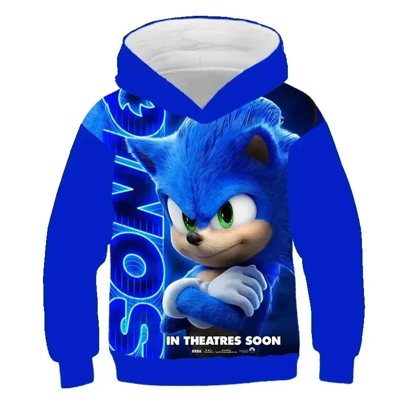 2024 Sonic 3D Kids Hoodie – Cartoon Print Long Sleeve Sweatshirt for Boys & Girls, Spring & Autumn Clothing