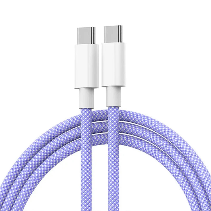 USB-C to USB-C Fast Charging Cable – 60W PD Braided Data & Charger Cable for iPhone 15, Android, Samsung, Huawei