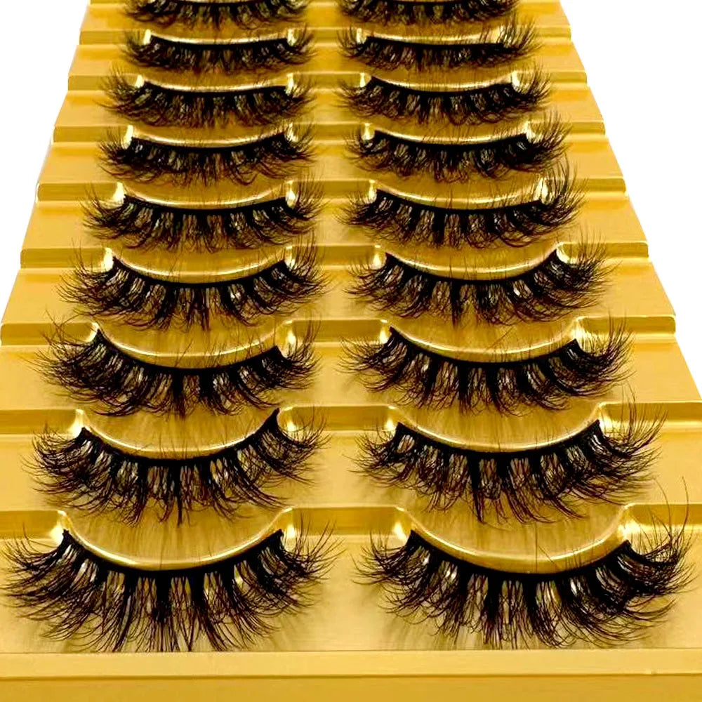 10 Pairs 3D Mink False Eyelashes – Natural Long & Short Fake Lashes Makeup Kit (38 Styles)