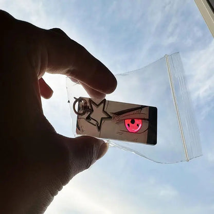 Naruto Acrylic Keychain — Double-Sided Uchiha Itachi Shining Eyes Pendant, Rectangular Backpack Charm, Christmas Gift