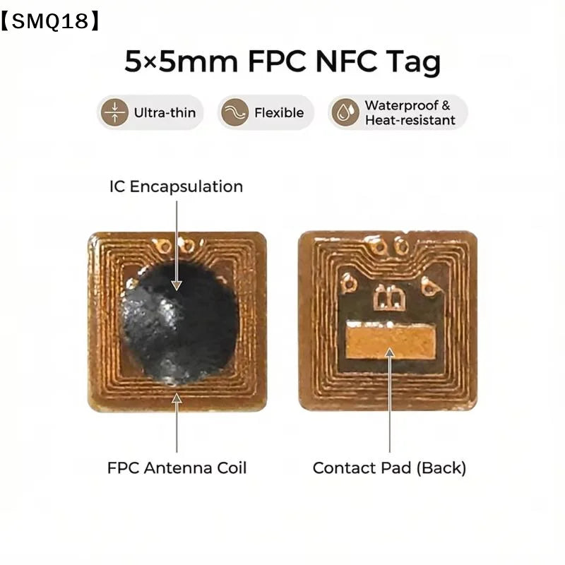 Programmable NFC RFID Tag Stickers - 5×5mm Micro FPC Tags for Access Control & Supply Management