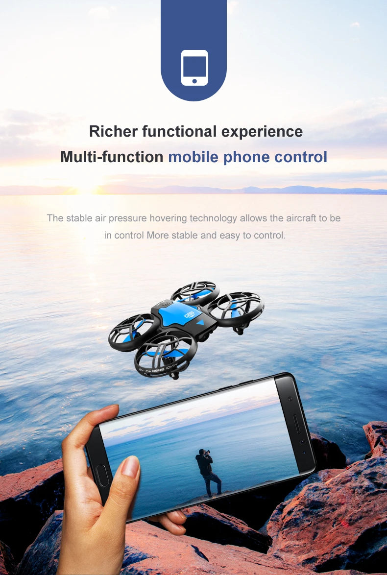 V8 Mini Drone with 4K & 1080P HD Wide-Angle Camera – WiFi FPV RC Helicopter with Height Hold for Kids