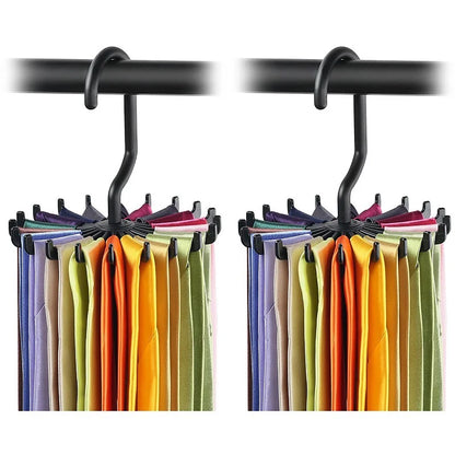 Rotating Hook Holder Rack - Space-Saving Tie, Belt, and Scarf Hanger for Closet Organization