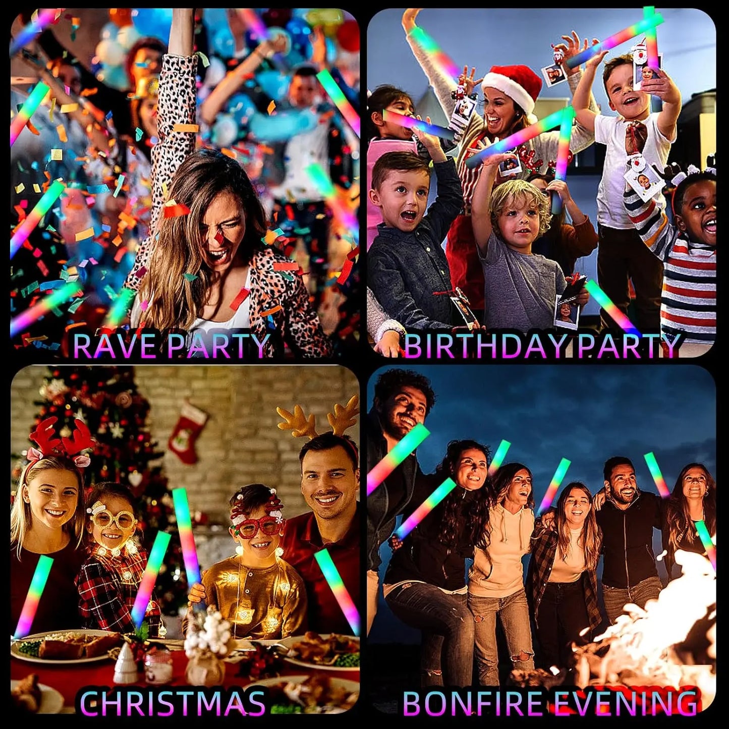 30 Pcs Foam LED Glow Sticks – Colorful Flashing Glow in the Dark Party Supplies for Weddings, Raves & Concerts