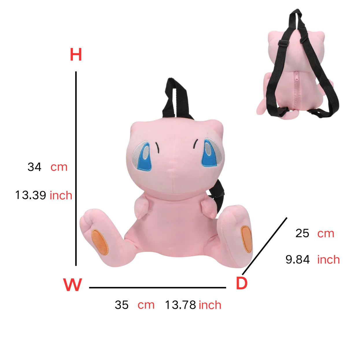 Pokémon Plush Backpack — Gengar, Mimikyu, Eevee, Snorlax, Charmander, Charizard, Mew, Rowlet Stuffed Toy Shoulder Bag for Kids & Gifts