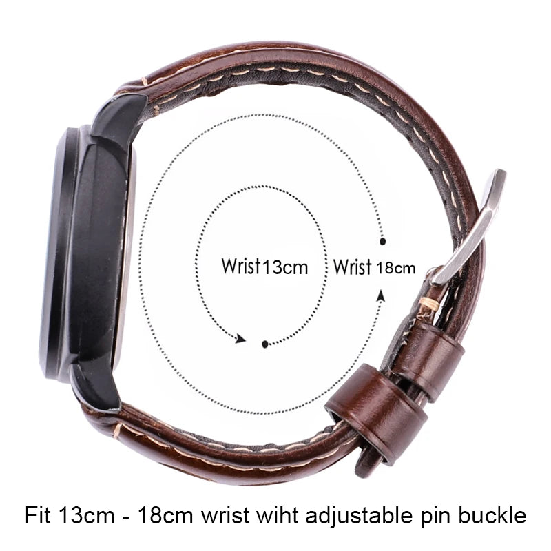 Vintage Genuine Cowhide Leather Watch Strap – 20mm 22mm 24mm Watchband with Pin Buckle for Men & Women