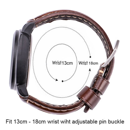 Vintage Genuine Cowhide Leather Watch Strap – 20mm 22mm 24mm Watchband with Pin Buckle for Men & Women