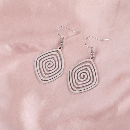 Skyrim Irregular Spiral Swirl Drop Earrings – Gold Stainless Steel Geometric Earrings for Women Trend Jewelry Gift