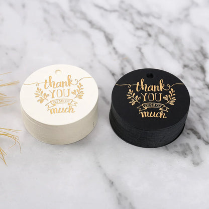 50PCS 4.5cm Bronzing Round Garment Tags – “Thank You” Paper Hang Tags for Clothing, Shoes, Packaging & DIY Crafts