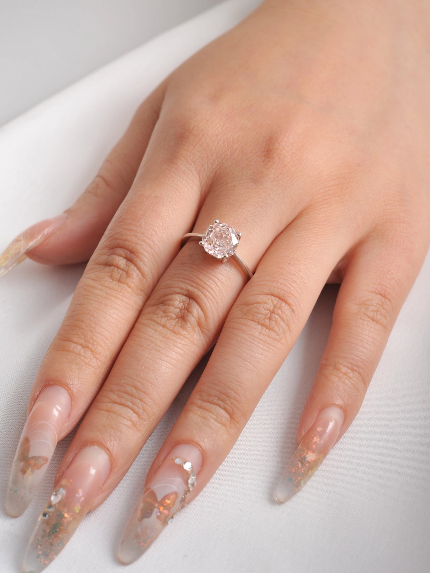Potiy 2ct Octagon Rose Cut Morganite Pink CZ Solitaire Ring – 925 Sterling Silver Women’s Jewelry Gift with Certificate