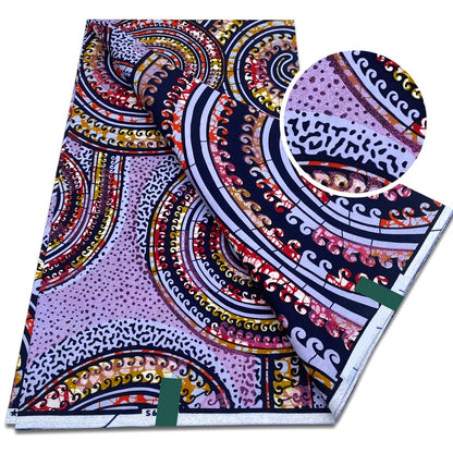 African Golden Glitter Wax Fabric - Soft Ankara Pagne Batik Gold Print Material for Women