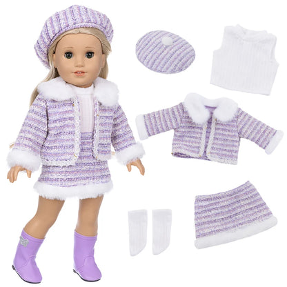 18-Inch Girl Doll Clothes – Pink Coat & Office Dress Outfit, Baby Girl Doll Gift Toy
