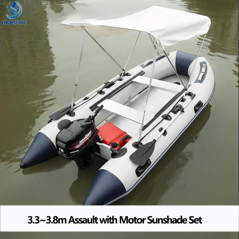 5-6 Person Inflatable Assault Boat – 3.8m PVC Fishing Rowing Boat with Aluminum Floor & Speed Raft Accessories
