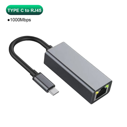 USB Type-C Ethernet Adapter — 1000Mbps USB 3.0 RJ45 Network Card for MacBook, PC & Android
