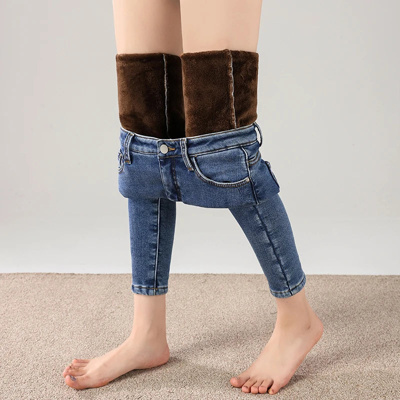 Women’s Thermal Fleece Jeans – Winter Warm Thickened Skinny Velvet Pants