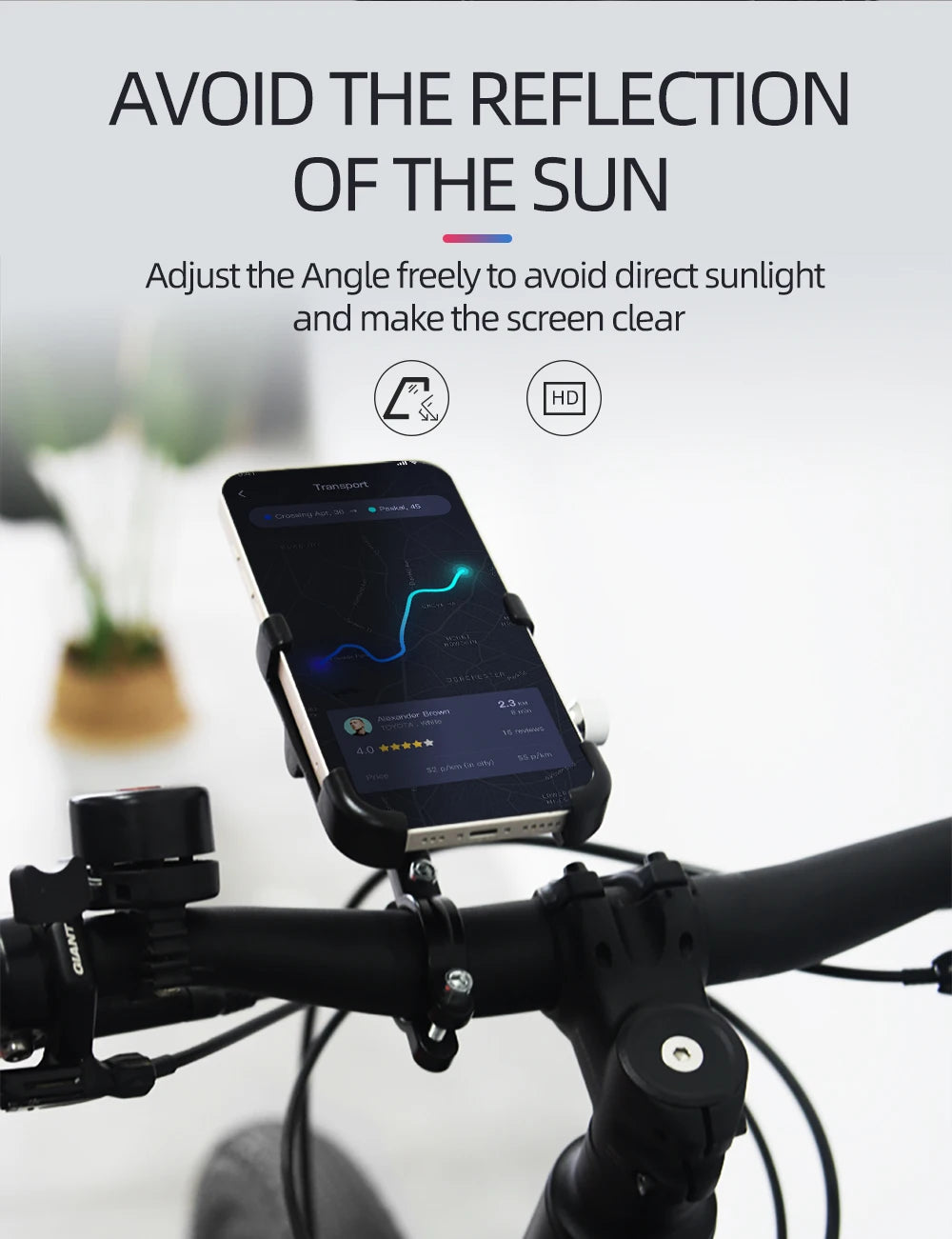 ThinkRider Anti-Vibration Bicycle Phone Mount for Mountain & Road Bikes – Navigation & Mobile Stand for E-Bikes
