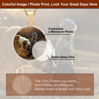 Custom Photo Medallion Necklace - 18K Gold Iced Out Cuban Pendant Hip Hop Personalized Picture Jewelry Gift
