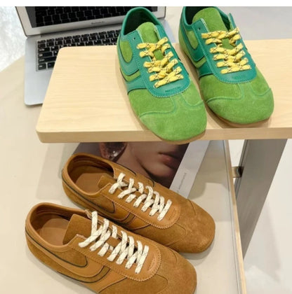 Women’s 2024 Genuine Leather Sneakers – Casual Spring Flat Training Shoes for Ladies