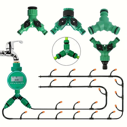 Y-Shaped Garden Hose Connector - Two-Way Faucet Diverter Adapter for Household Watering & Outdoor Use