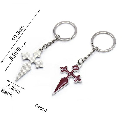 Red Enamel Metal Cross Keychain – Unisex Religious Key Ring for Men & Women Fashion Bag Pendant Jewelry Gift