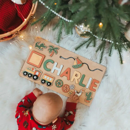 Montessori Personalized Wooden Name Puzzle — Custom Letter Board Educational Toy for Babies