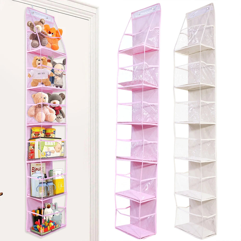4-Layer Pink Foldable Hanging Storage Bag – Organizer for Bathroom, Snacks, Toys & Clothes
