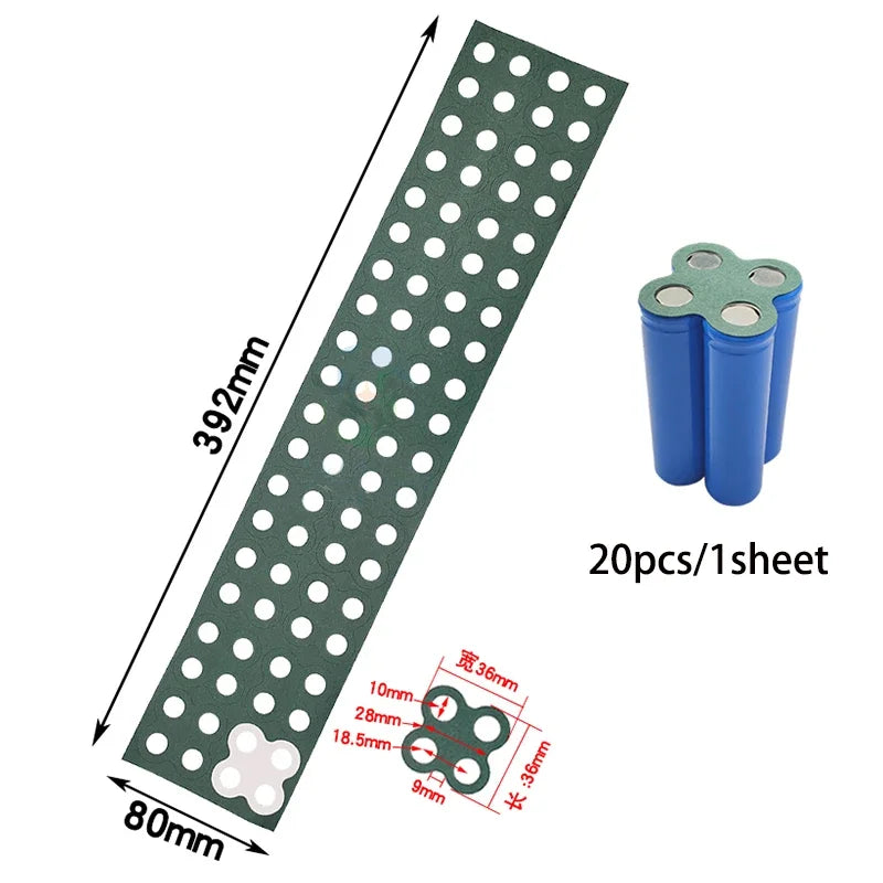 2-6P Hollow & Solid 18650 Li-ion Battery Insulating Gaskets – Positive Pole Protective Stickers with Highland Barley Paper Design