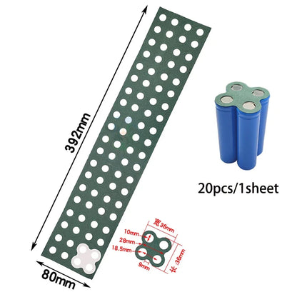 2-6P Hollow & Solid 18650 Li-ion Battery Insulating Gaskets – Positive Pole Protective Stickers with Highland Barley Paper Design